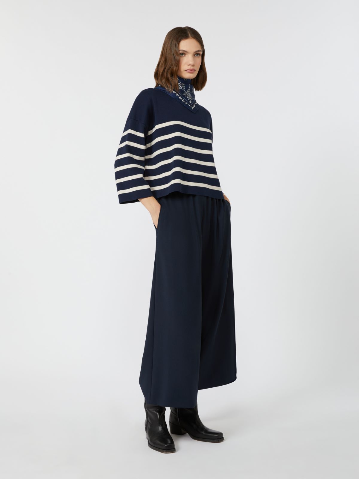 Regular-fit cotton yarn sweater - NAVY - Weekend