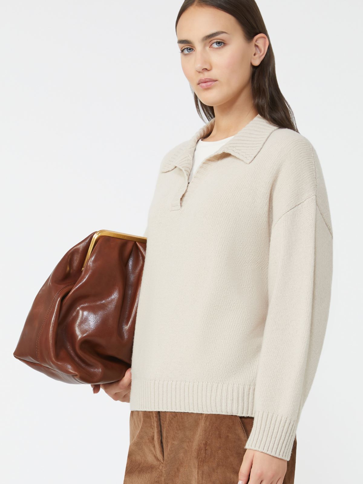 Wool knit polo shirt - BEIGE - Weekend - 4