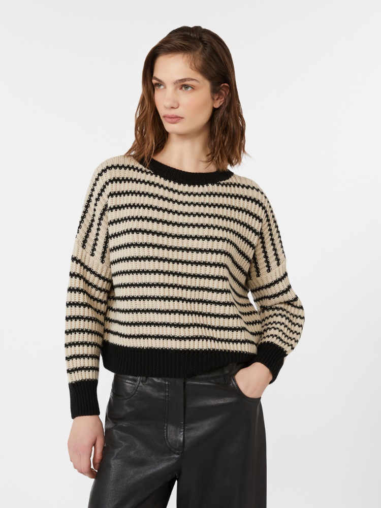 Cropped wool knit jumper - BEIGE - Weekend