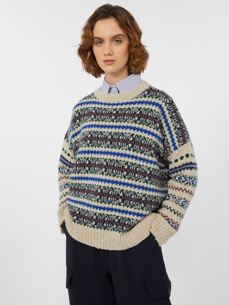 Wool tweed jumper - ECRU - Weekend