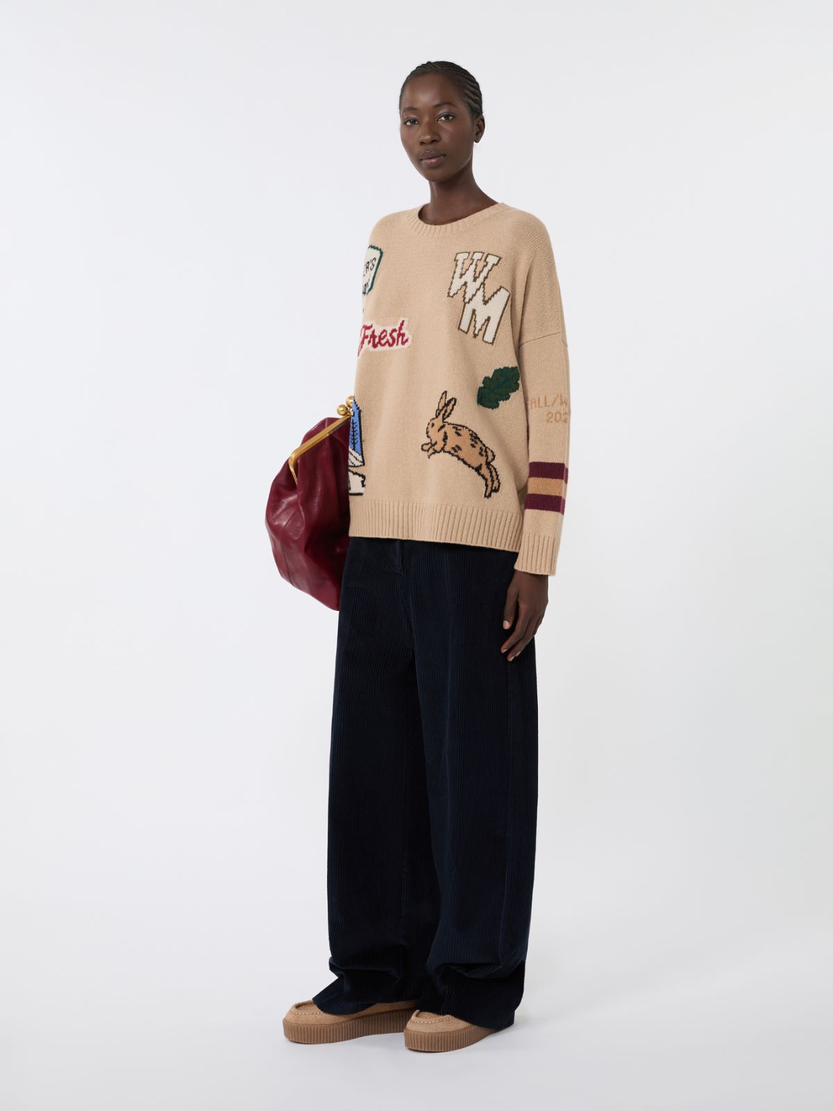 Wool knit oversized jumper - BEIGE - Weekend