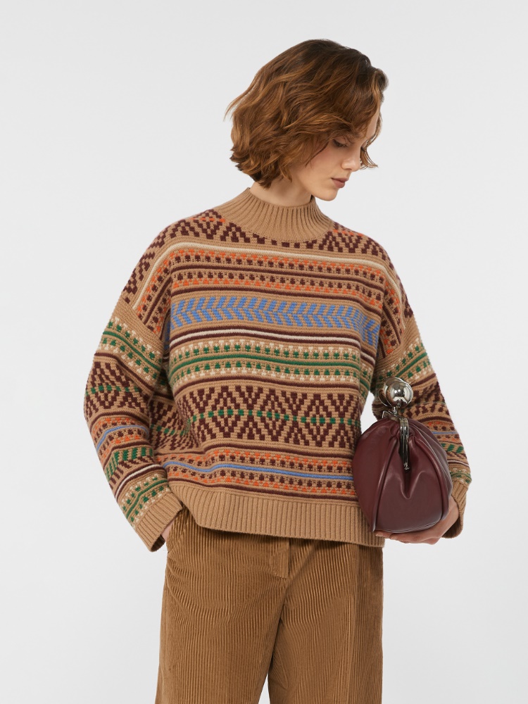 Wool jacquard jumper - CAMEL - Weekend