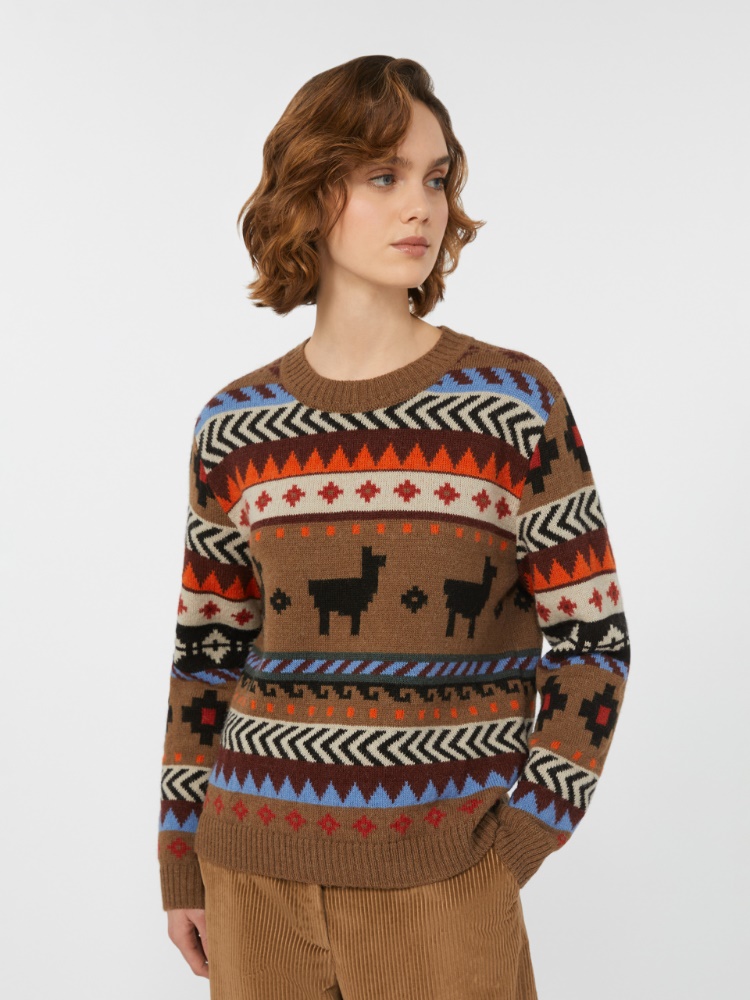 Wool and alpaca jacquard jumper - CAMEL - Weekend