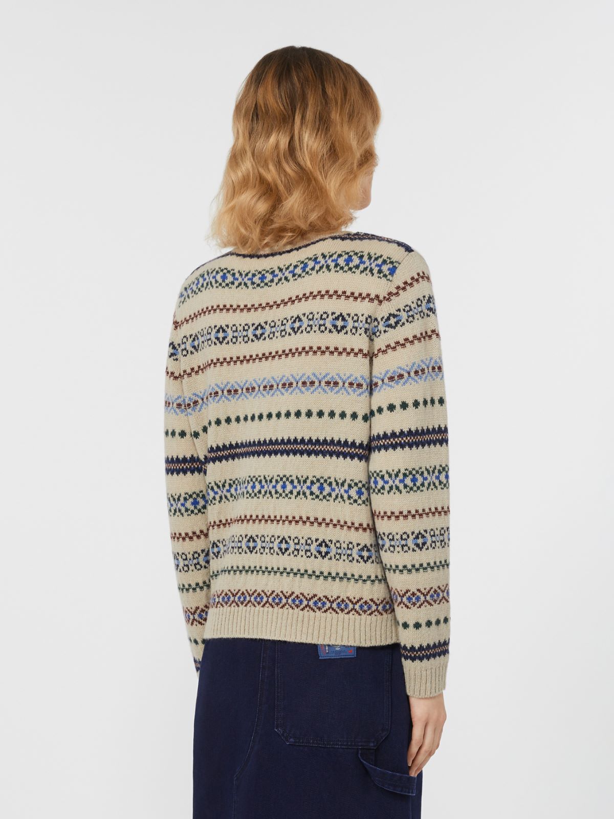 Wool and alpaca jacquard jumper - ECRU - Weekend - 3