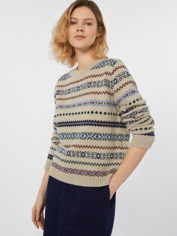 Wool and alpaca jacquard jumper - ECRU - Weekend
