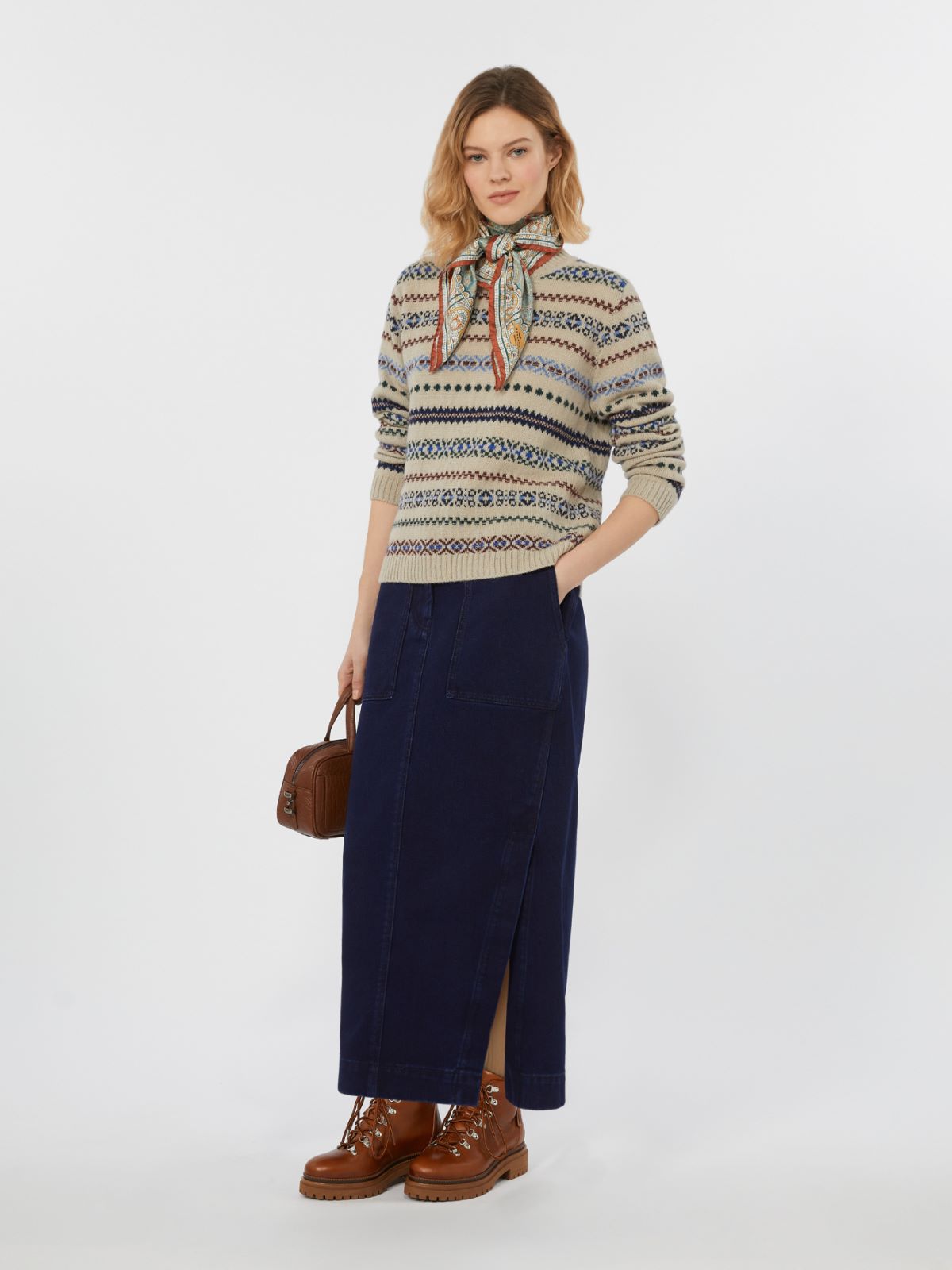 Wool and alpaca jacquard jumper - ECRU - Weekend