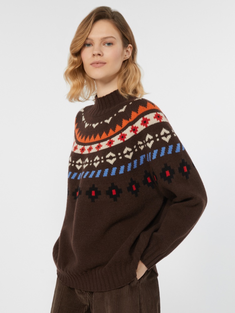 Wool jacquard jumper - CHOCOLATE - Weekend