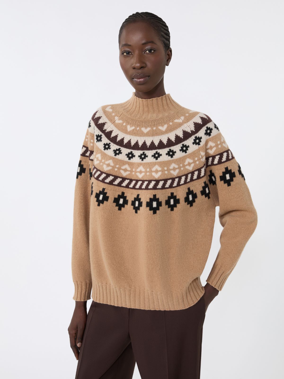 Wool jacquard jumper - CAMEL - Weekend - 4