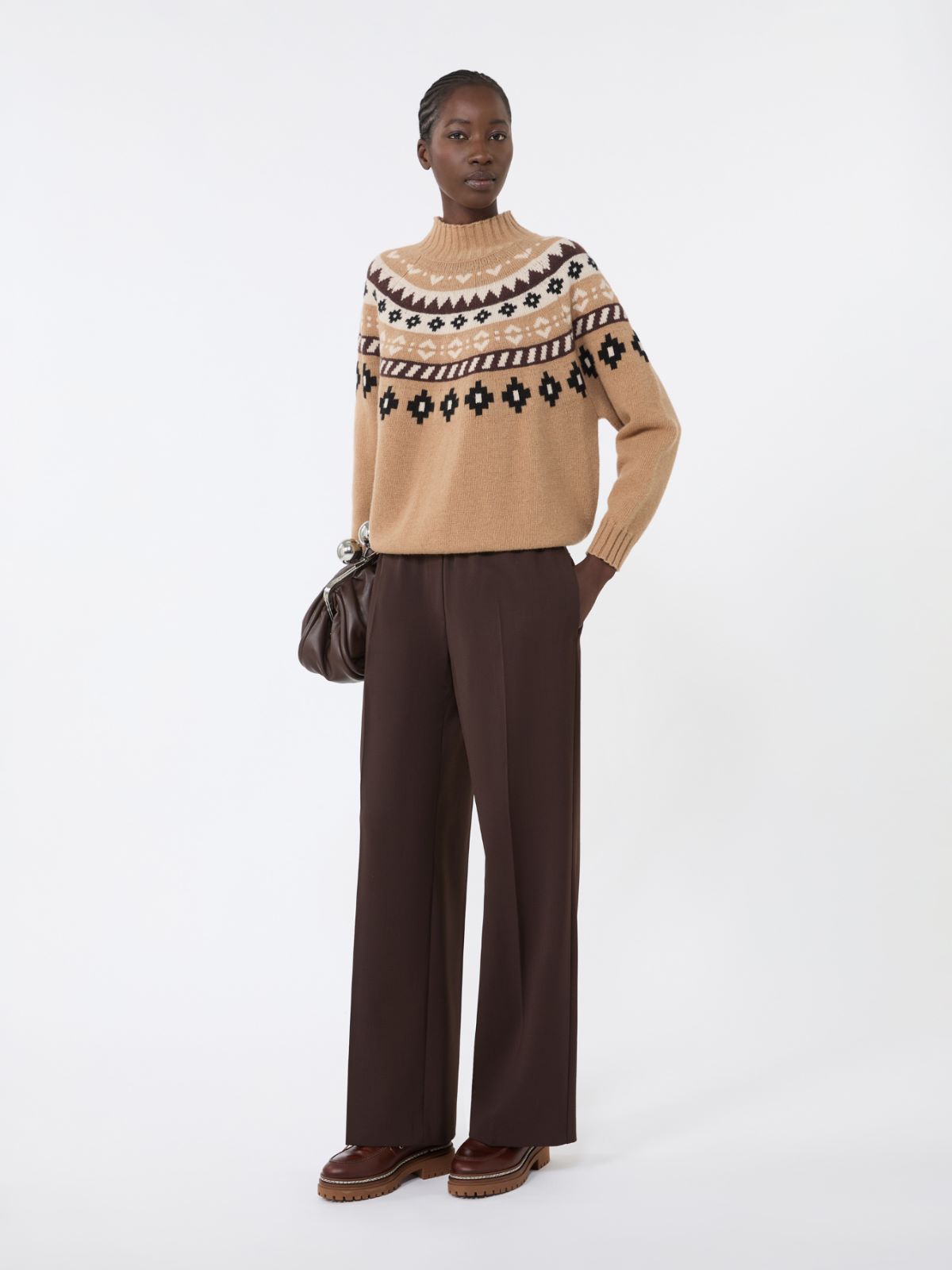 Wool jacquard jumper - CAMEL - Weekend