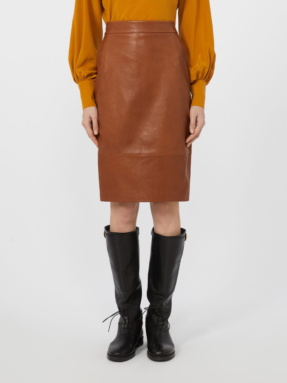 Nappa leather skirt - TOBACCO - Weekend - 2