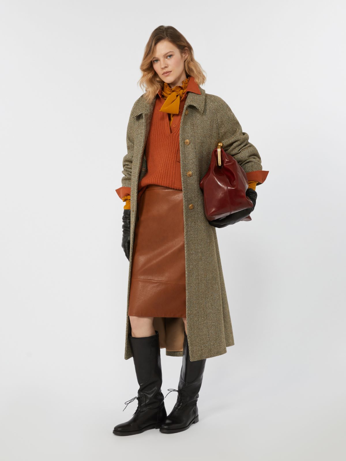 Nappa leather skirt - TOBACCO - Weekend