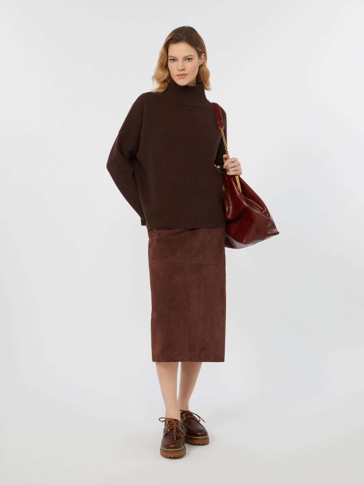 Suede skirt - WINE-COLOURED - Weekend