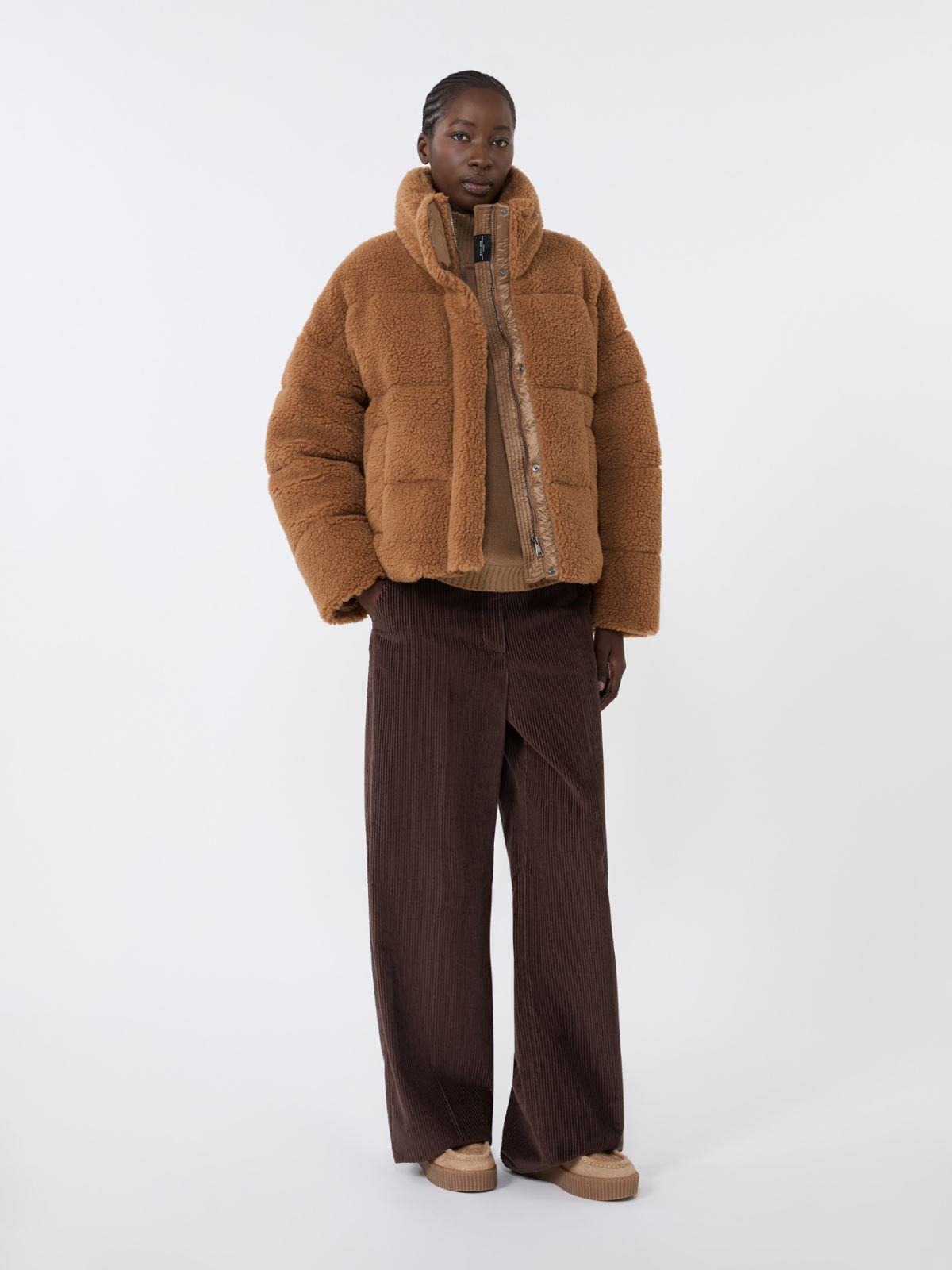 Cropped wool down jacket - CAMEL - Weekend