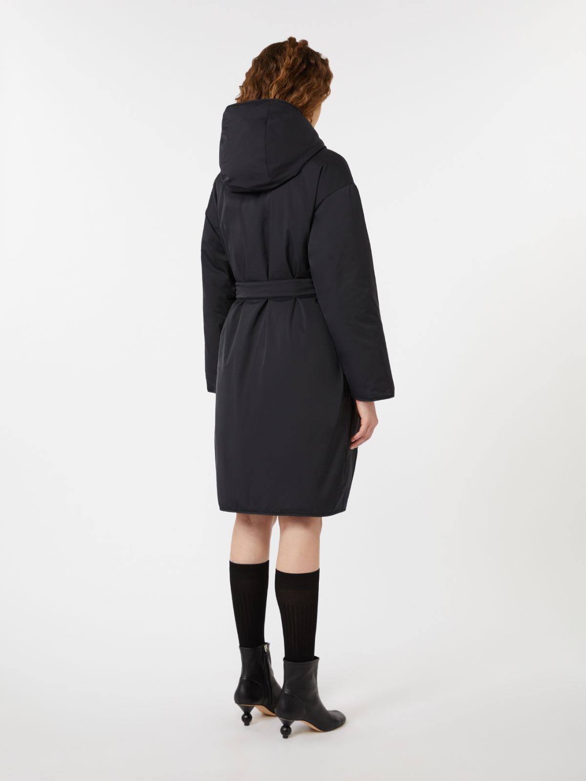 Reversible robe coat in water-repellent twill - BLACK - Weekend - 3