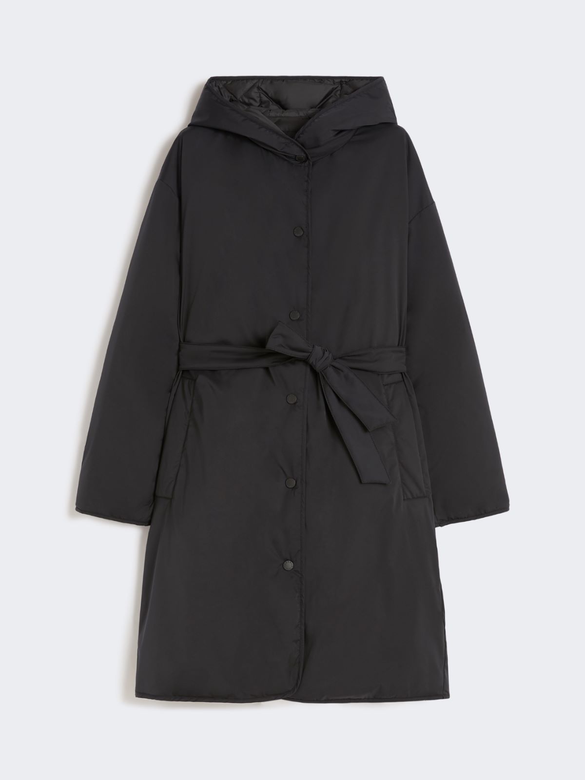 Reversible robe coat in water-repellent twill - BLACK - Weekend - 6