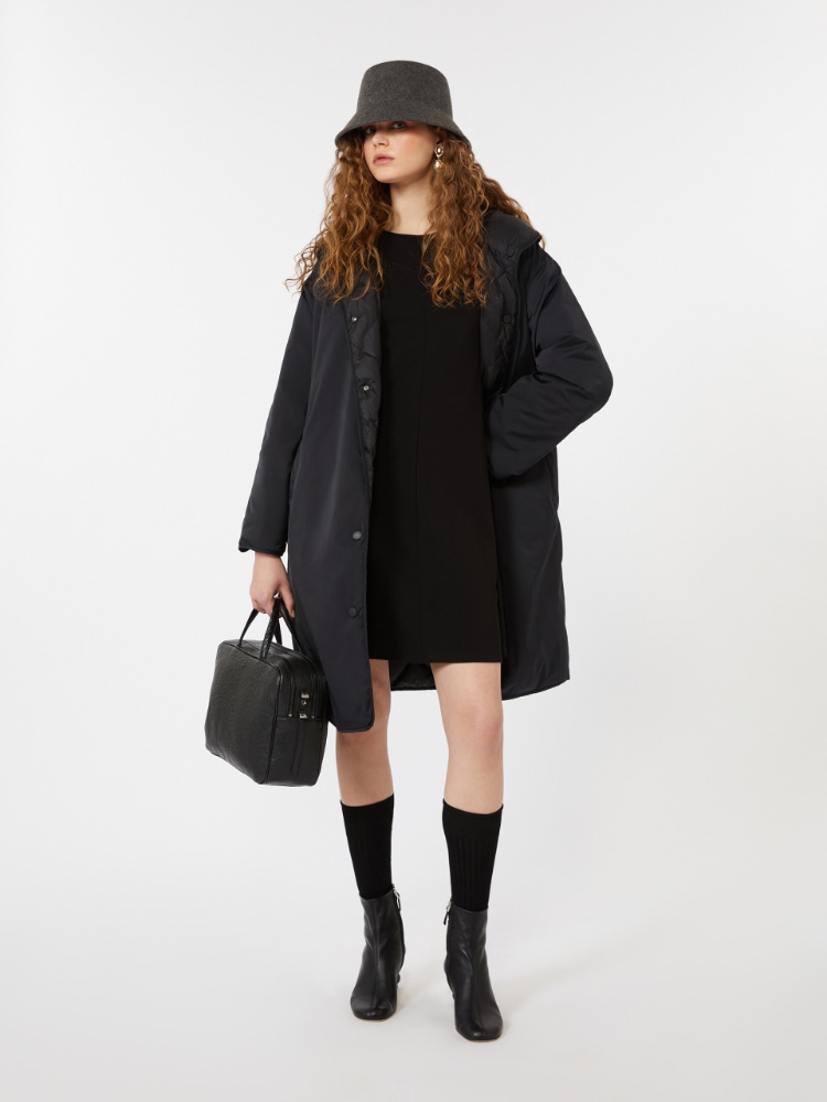 Reversible robe coat in water-repellent twill - BLACK - Weekend