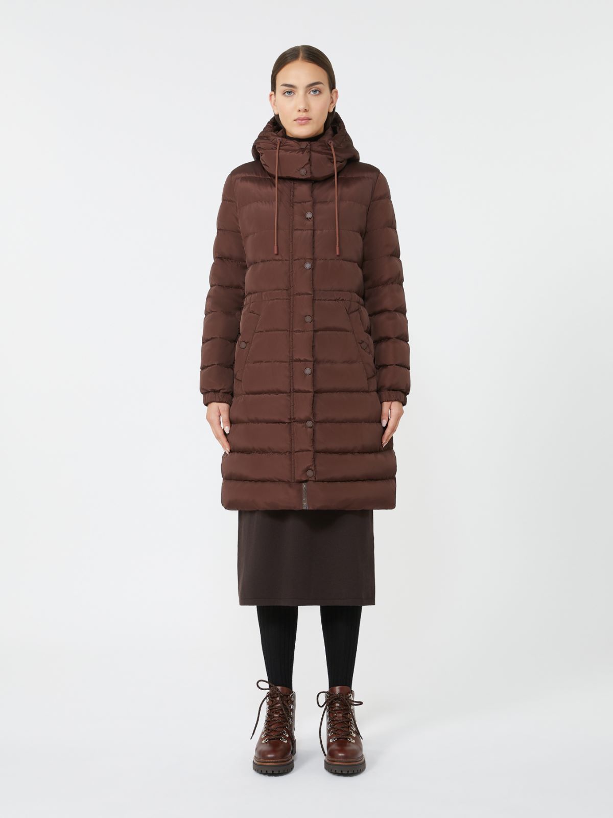 Slim-fit down jacket in water-repellent taffeta - WINE-COLOURED - Weekend - 2