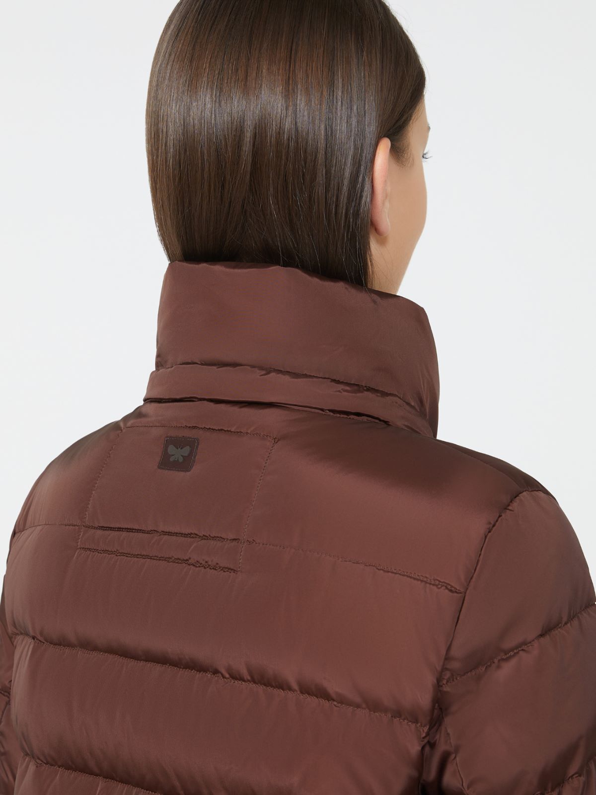 Slim-fit down jacket in water-repellent taffeta - WINE-COLOURED - Weekend - 4