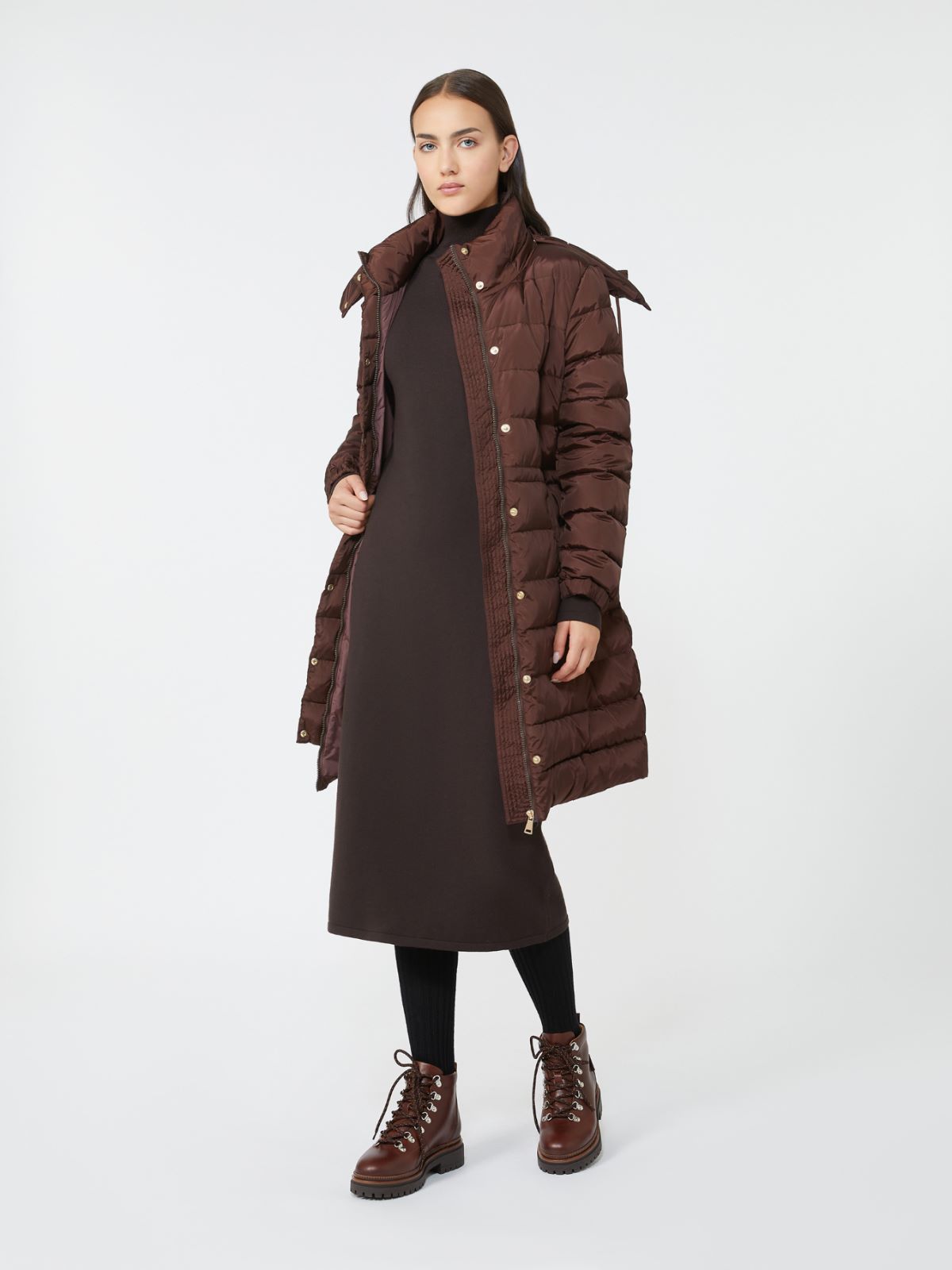 Slim-fit down jacket in water-repellent taffeta - WINE-COLOURED - Weekend