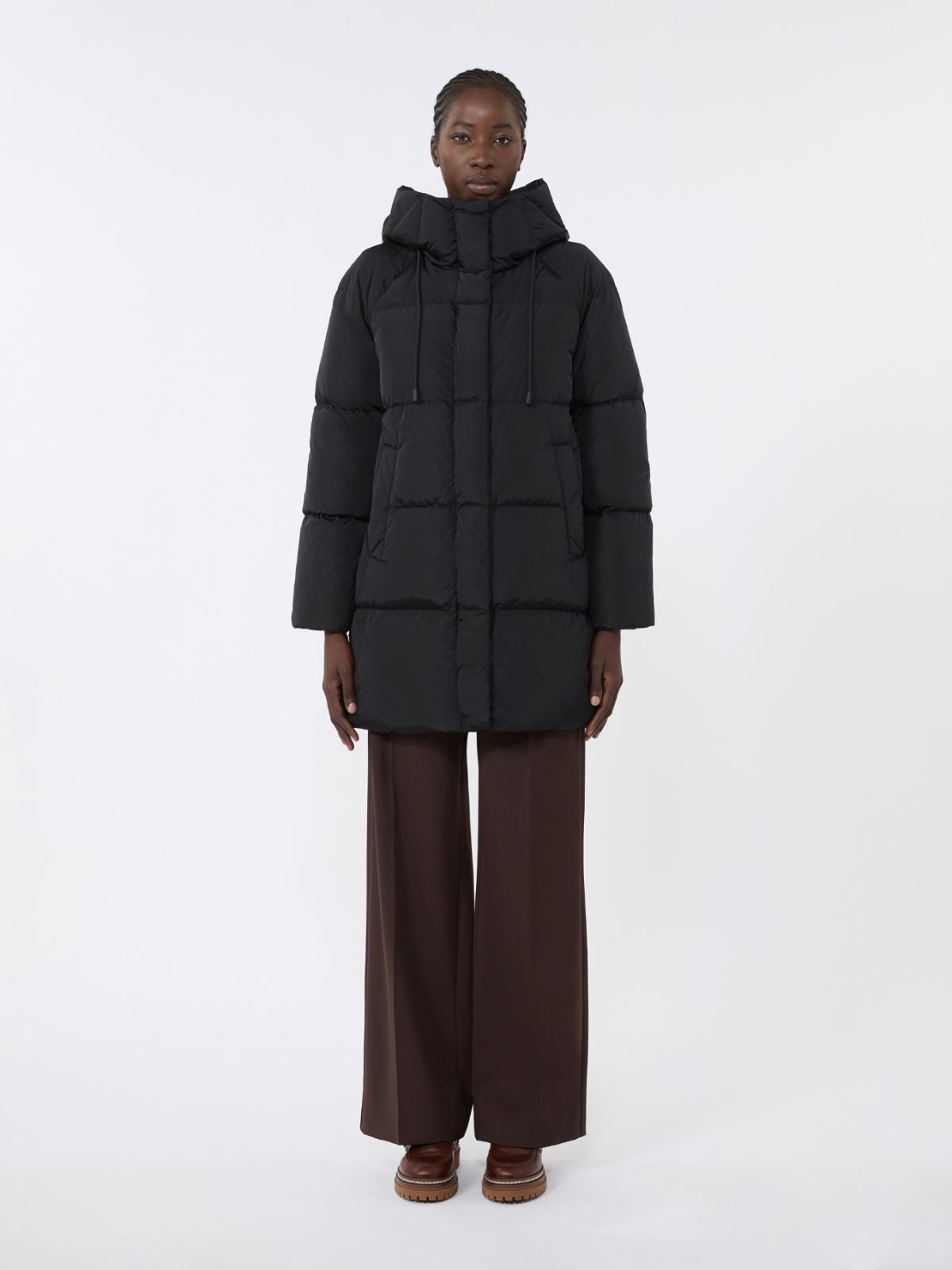 Midi parka in water-repellent taffeta - BLACK - Weekend - 2
