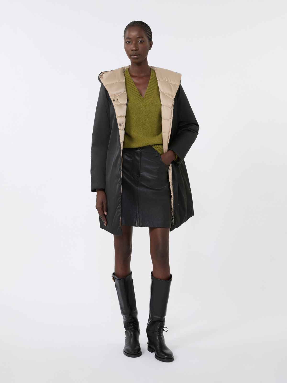 Reversible down jacket in water-repellent fabric - BLACK - Weekend