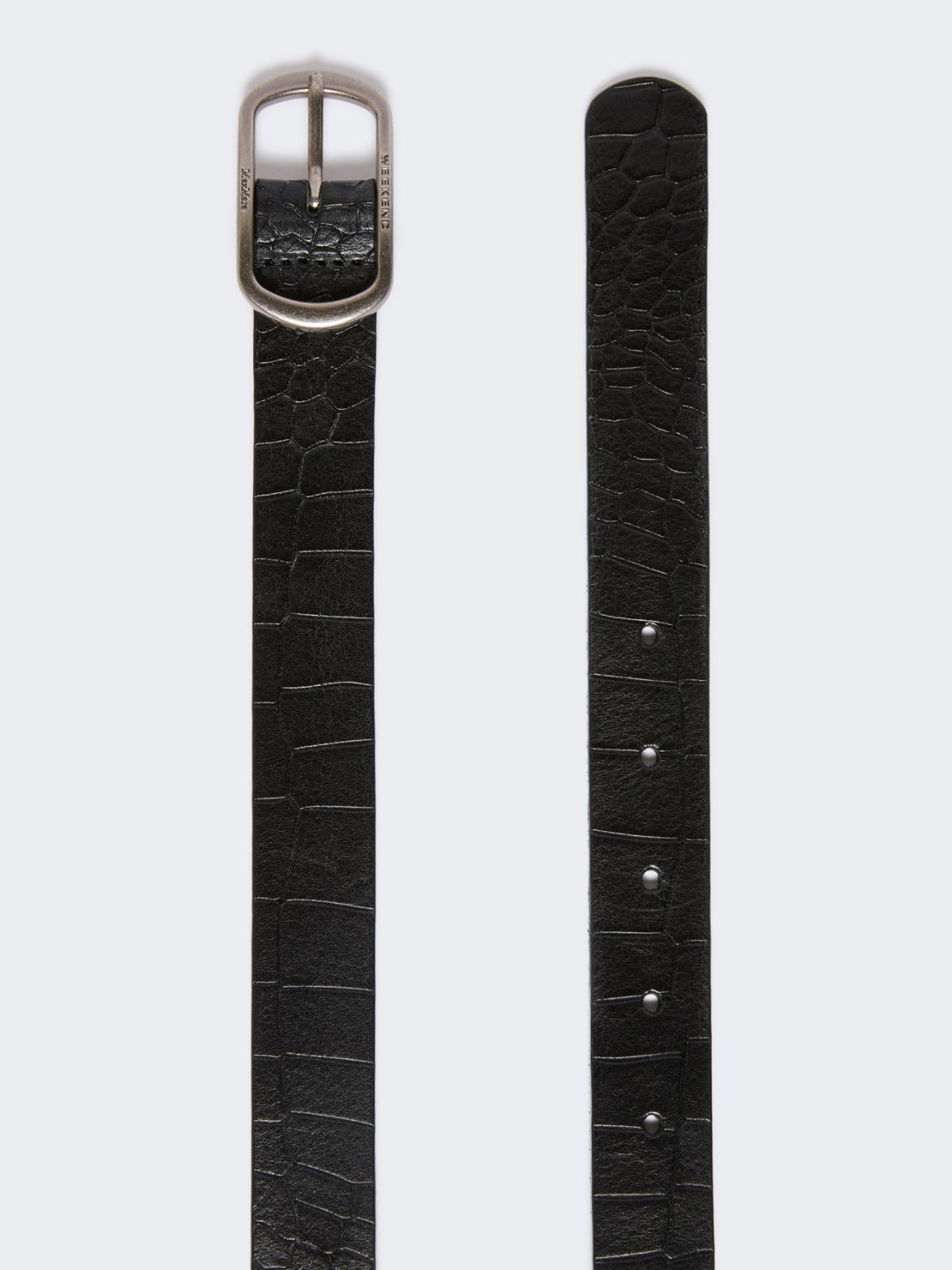 Crocodile-print leather belt - BLACK - Weekend - 2