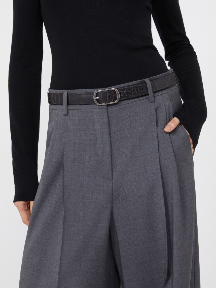 Crocodile-print leather belt - BLACK - Weekend - 2