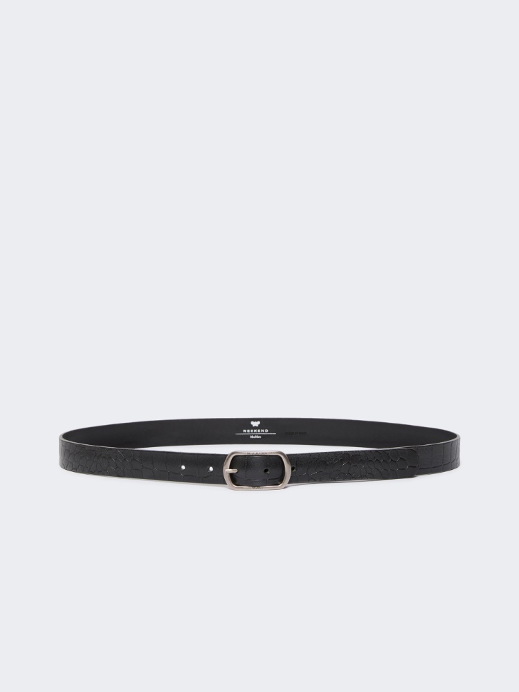Crocodile-print leather belt - BLACK - Weekend