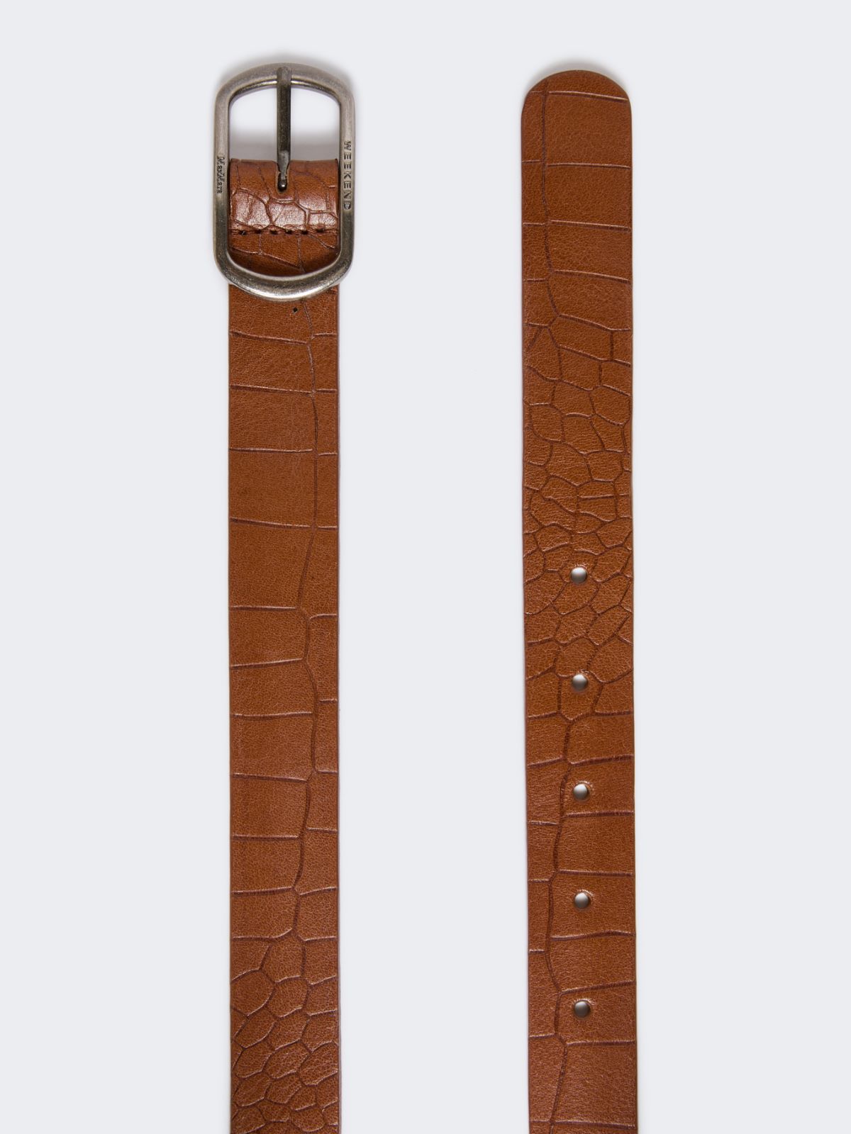 Crocodile-print leather belt - TOBACCO - Weekend - 2