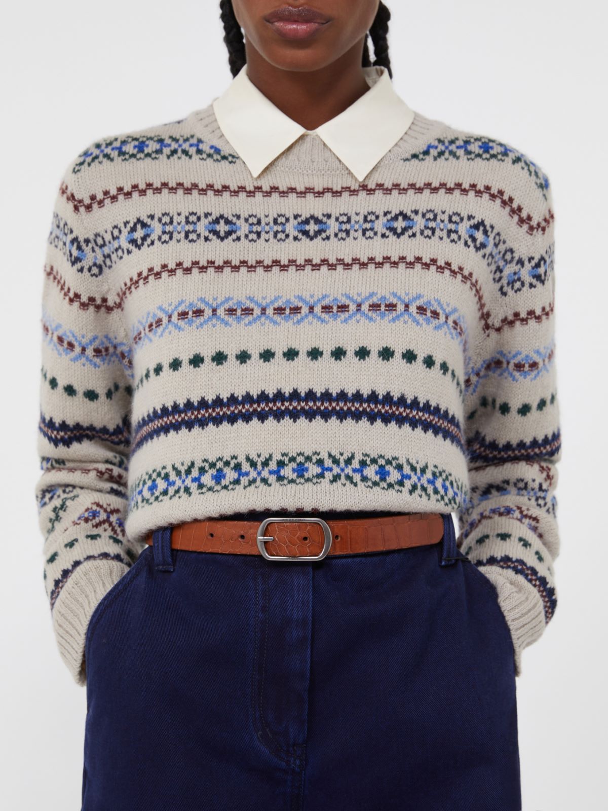 Crocodile-print leather belt - TOBACCO - Weekend - 3