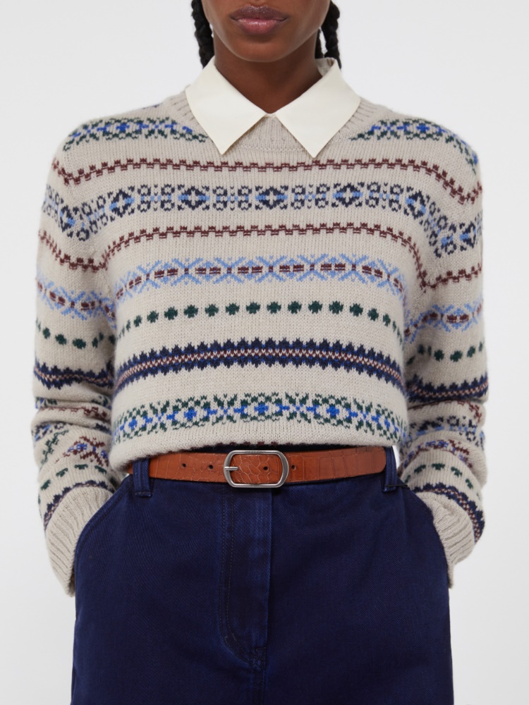 Crocodile-print leather belt - TOBACCO - Weekend - 5