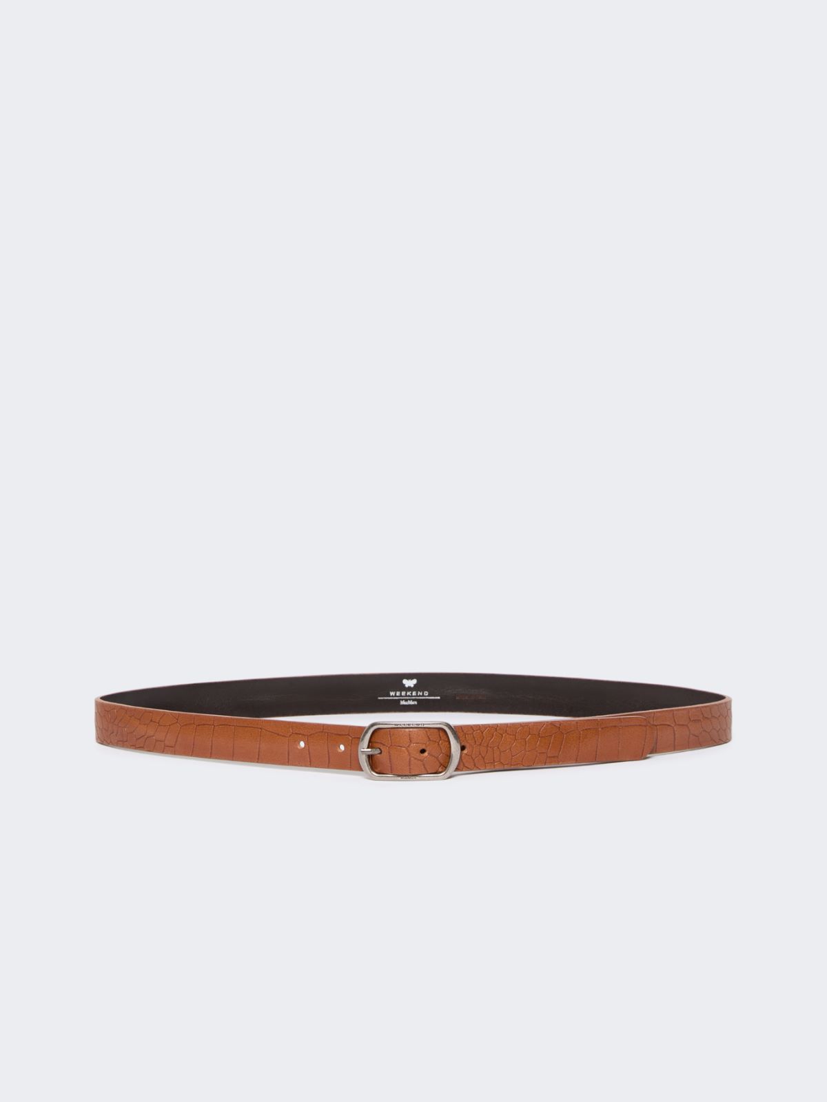 Crocodile-print leather belt - TOBACCO - Weekend