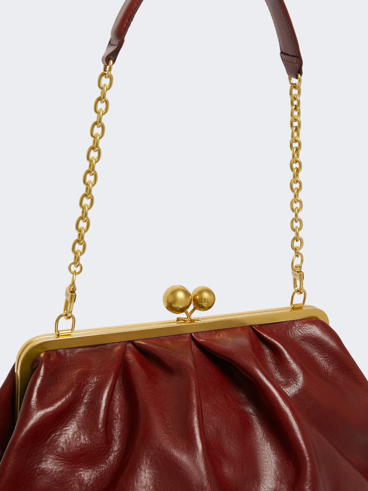Leather Pasticcino Bag - BORDEAUX - Weekend - 4
