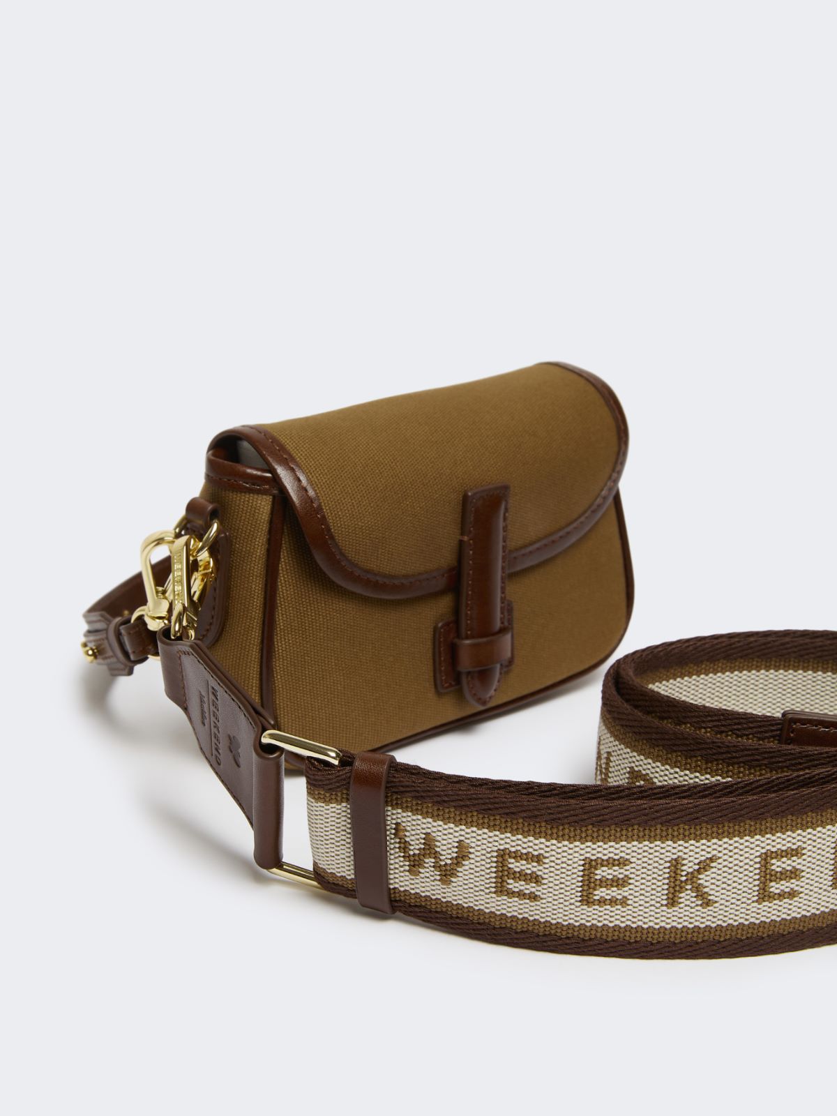 Cotton and leather crossbody bag - BRONZE - Weekend - 4