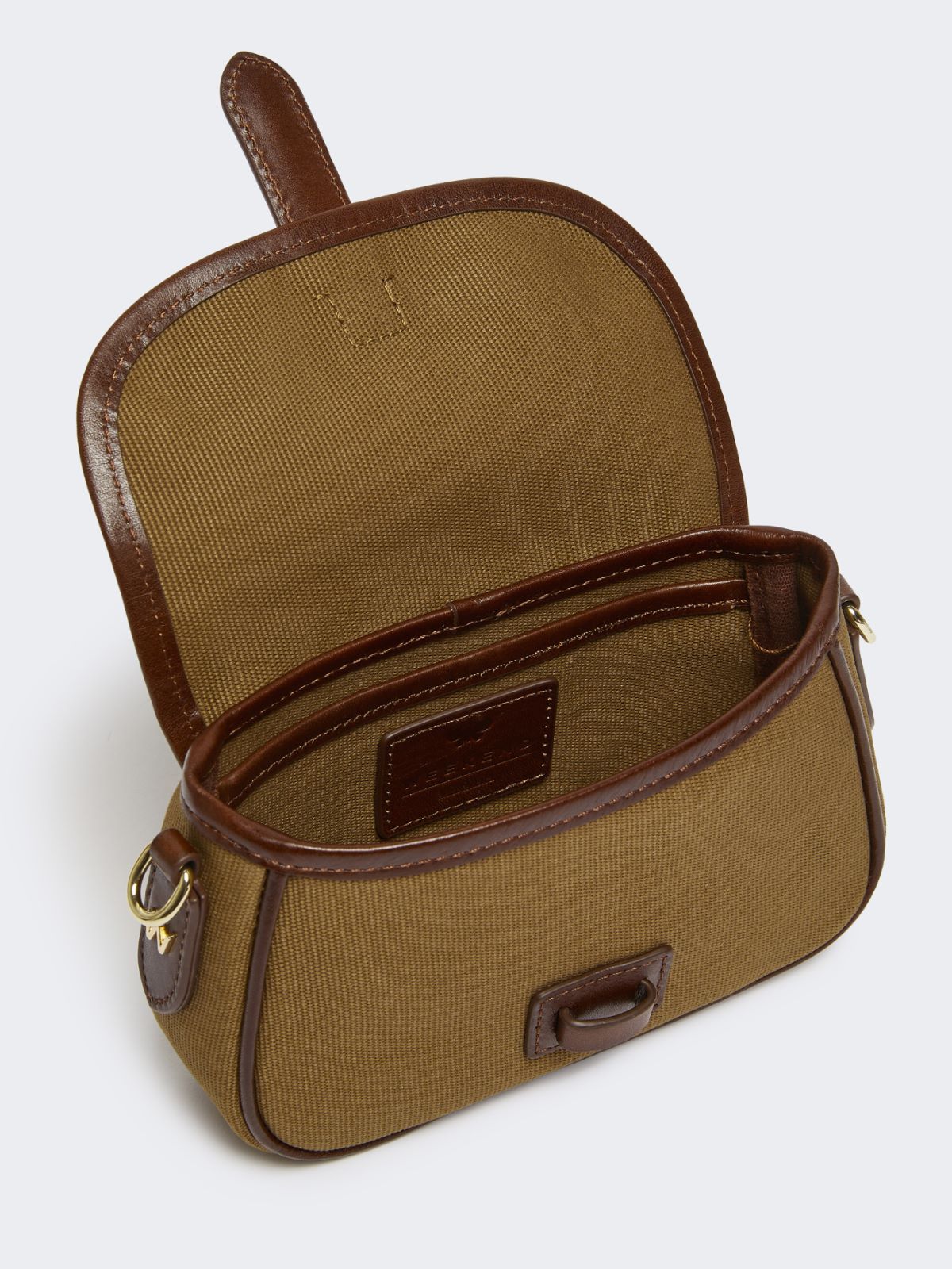 Cotton and leather crossbody bag - BRONZE - Weekend - 5