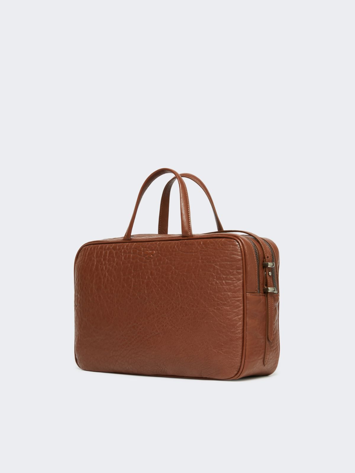 Large nappa leather Boston bag - TOBACCO - Weekend - 2