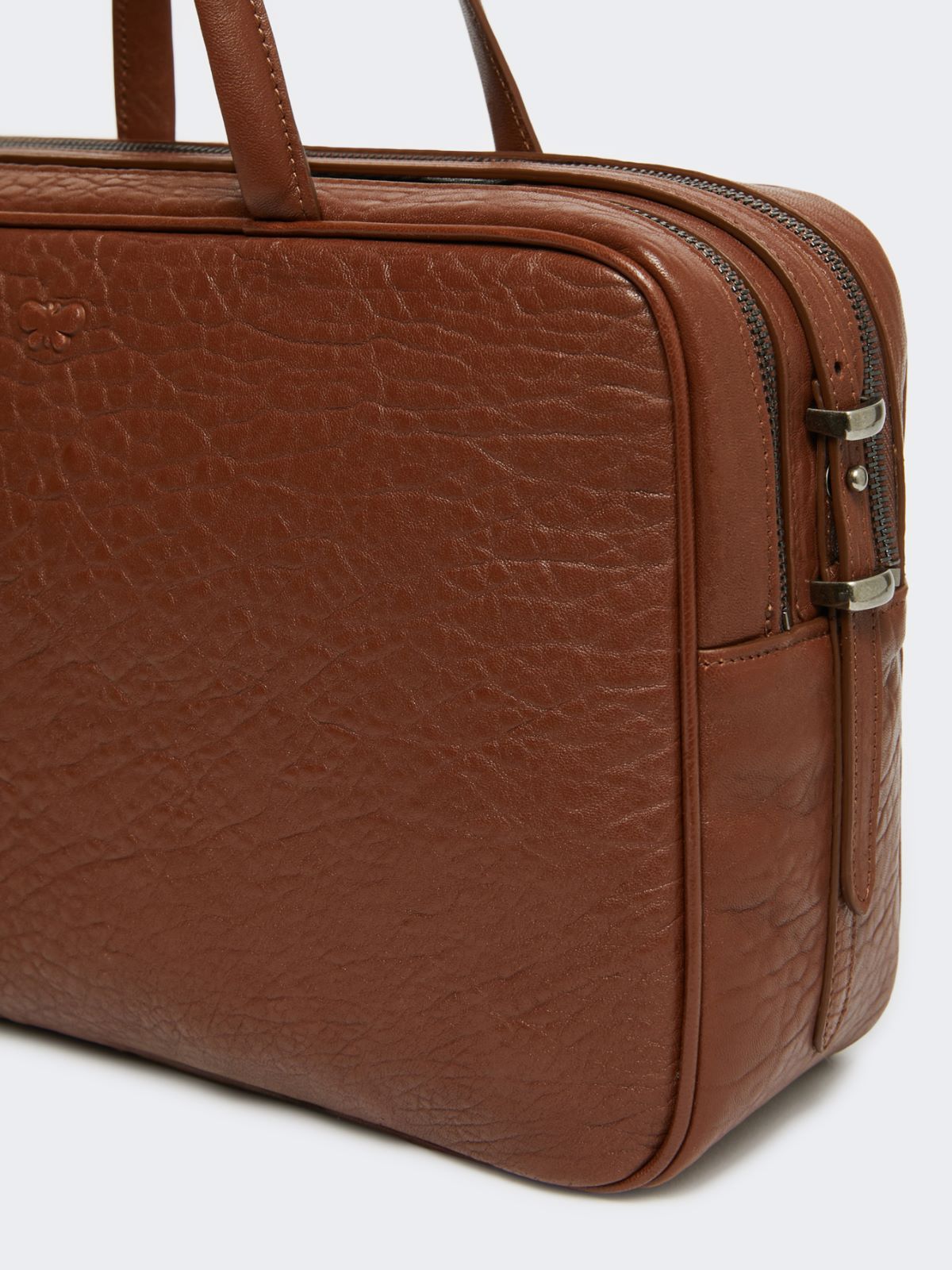 Large nappa leather Boston bag - TOBACCO - Weekend - 5