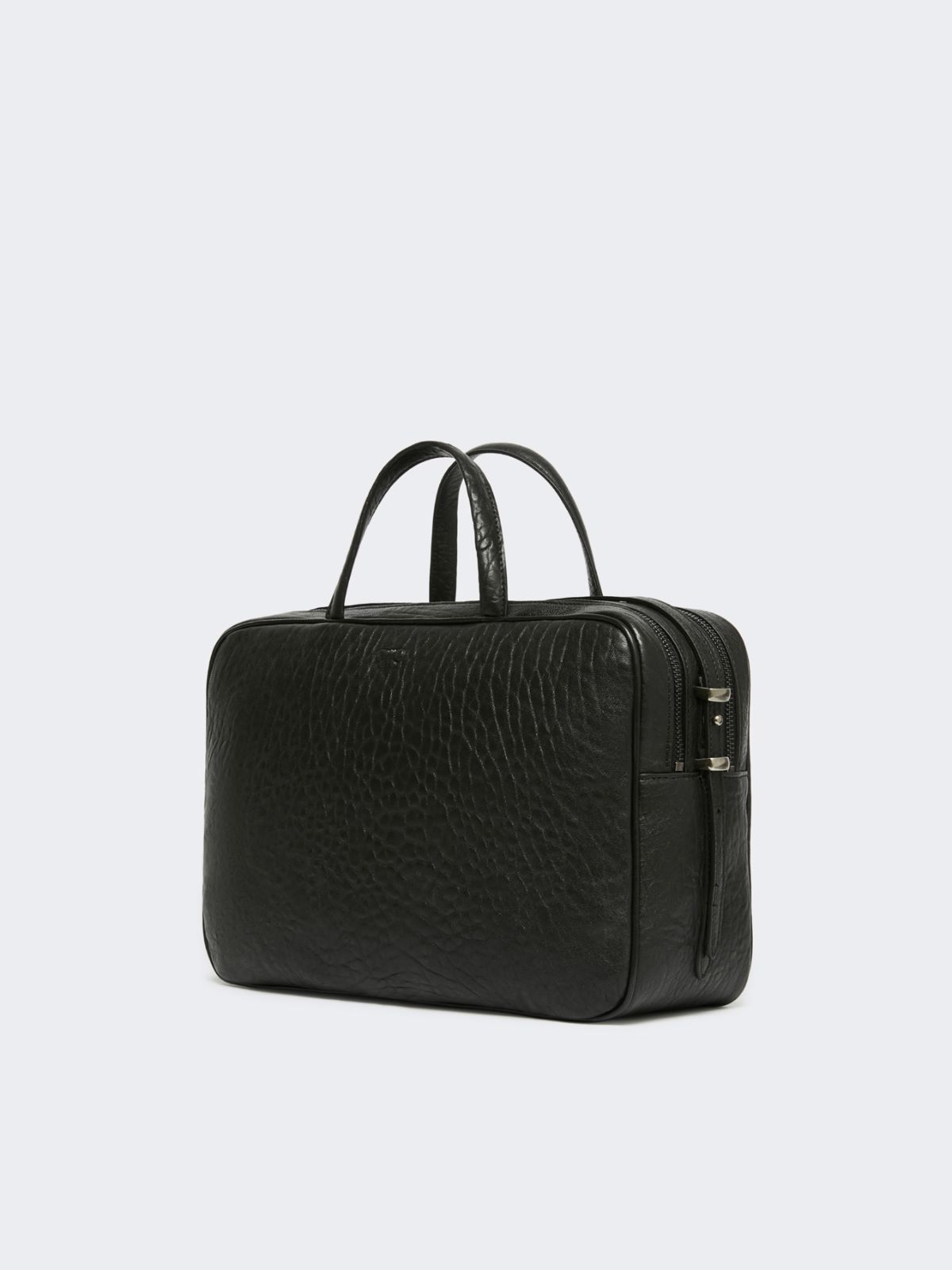 Large nappa leather Boston bag - BLACK - Weekend - 2