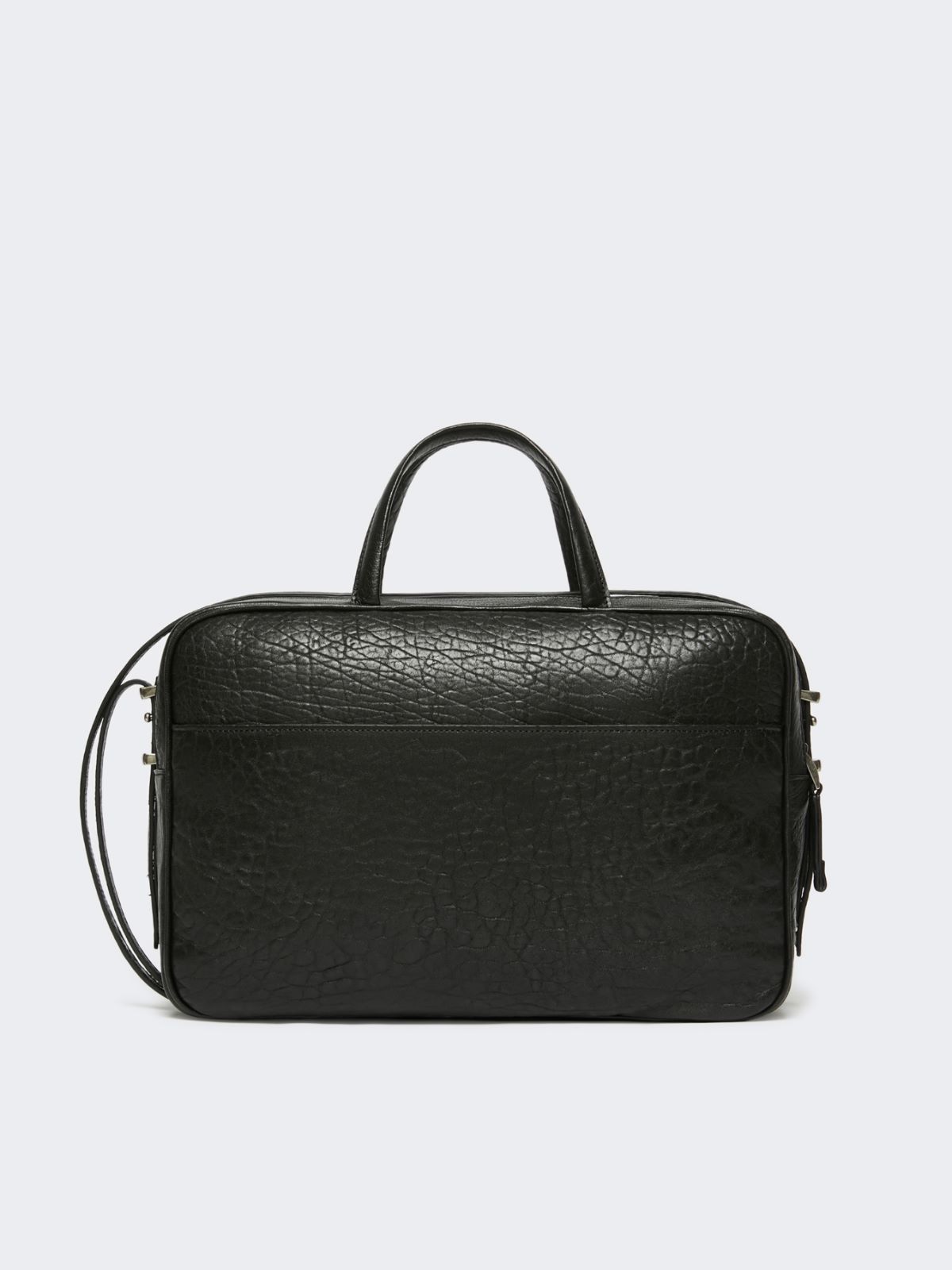 Large nappa leather Boston bag - BLACK - Weekend - 3
