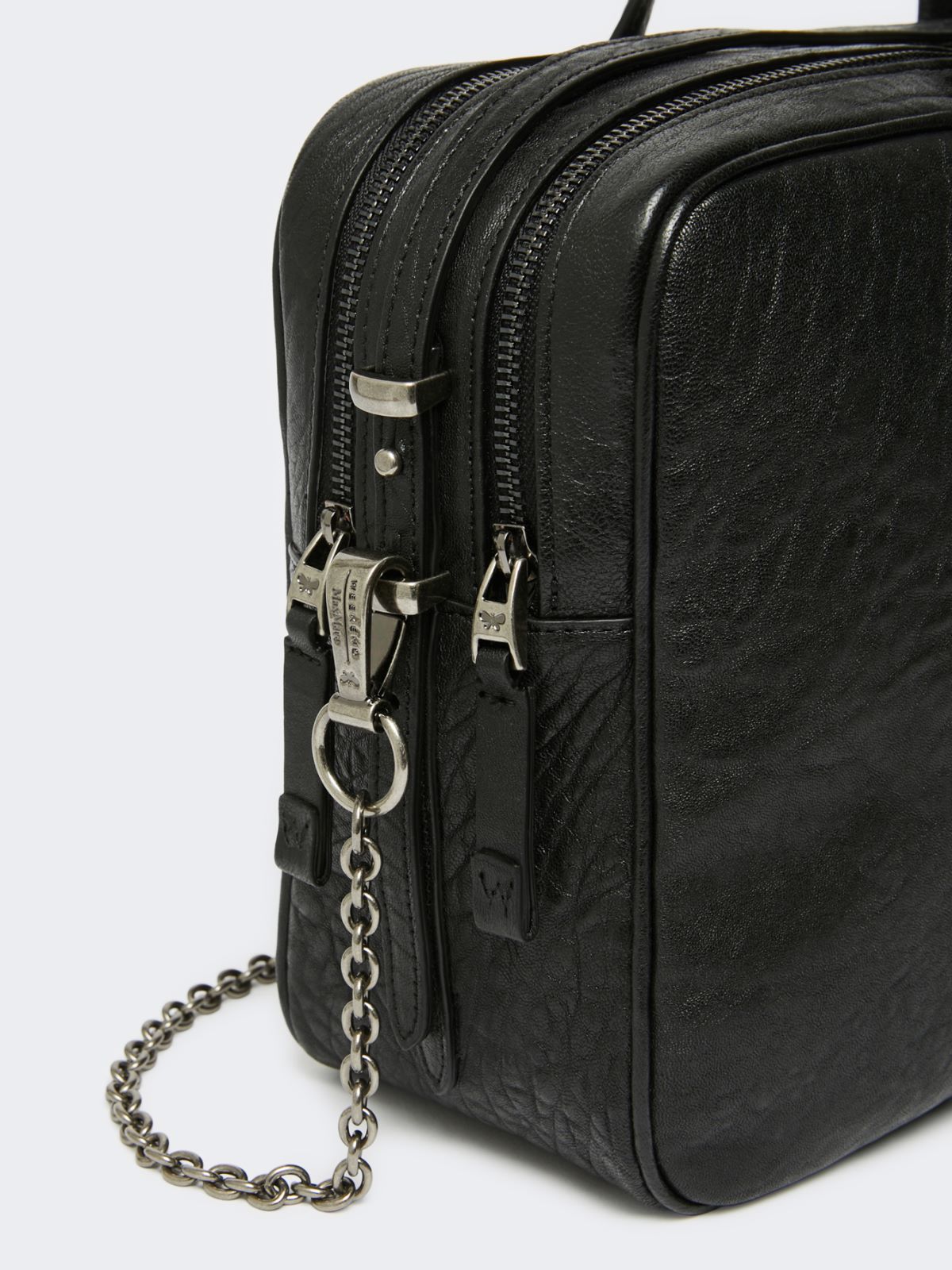 Large nappa leather Boston bag - BLACK - Weekend - 4