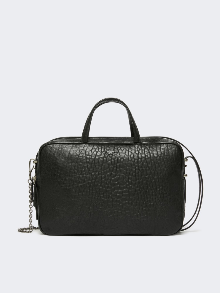 Large nappa leather Boston bag - BLACK - Weekend