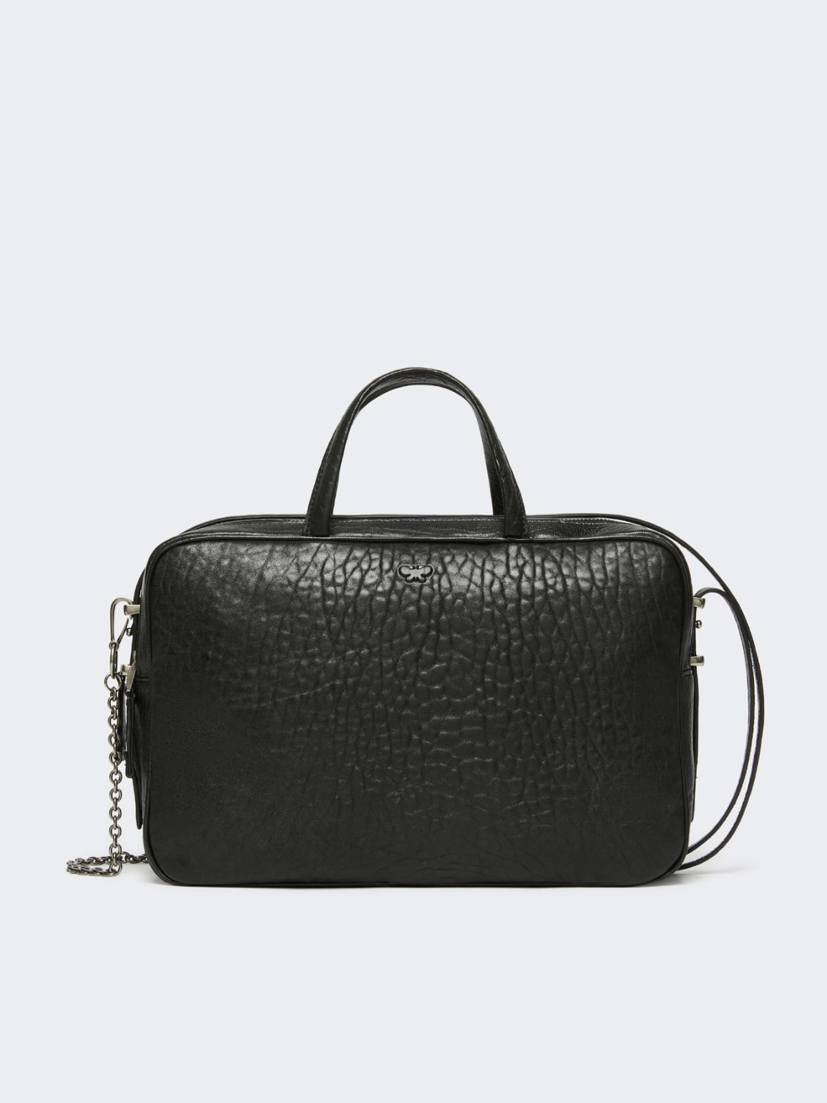 Large nappa leather Boston bag - BLACK - Weekend