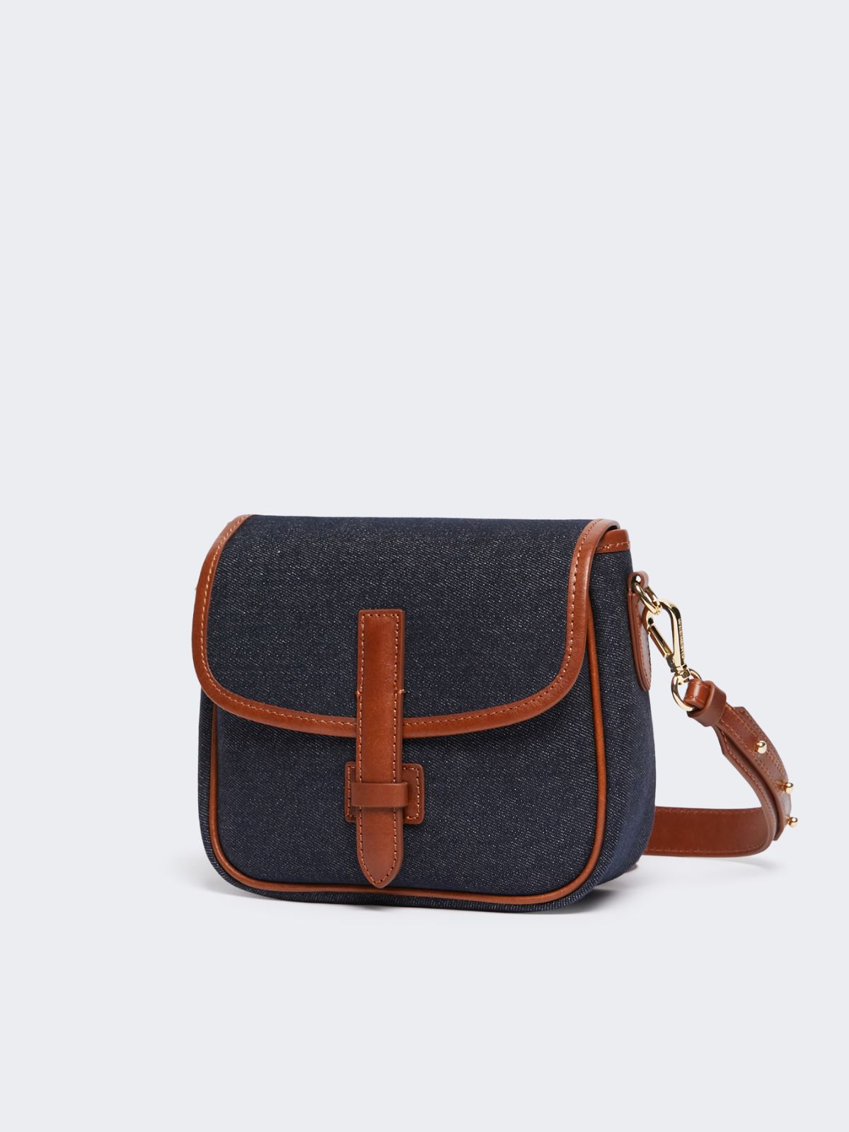 Denim and leather crossbody bag - CHINA BLUE - Weekend - 2