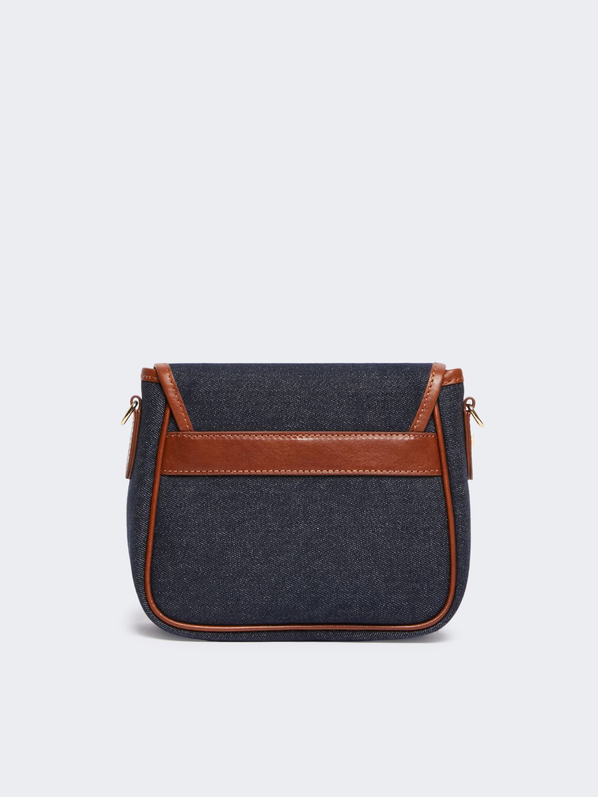 Denim and leather crossbody bag - CHINA BLUE - Weekend - 3