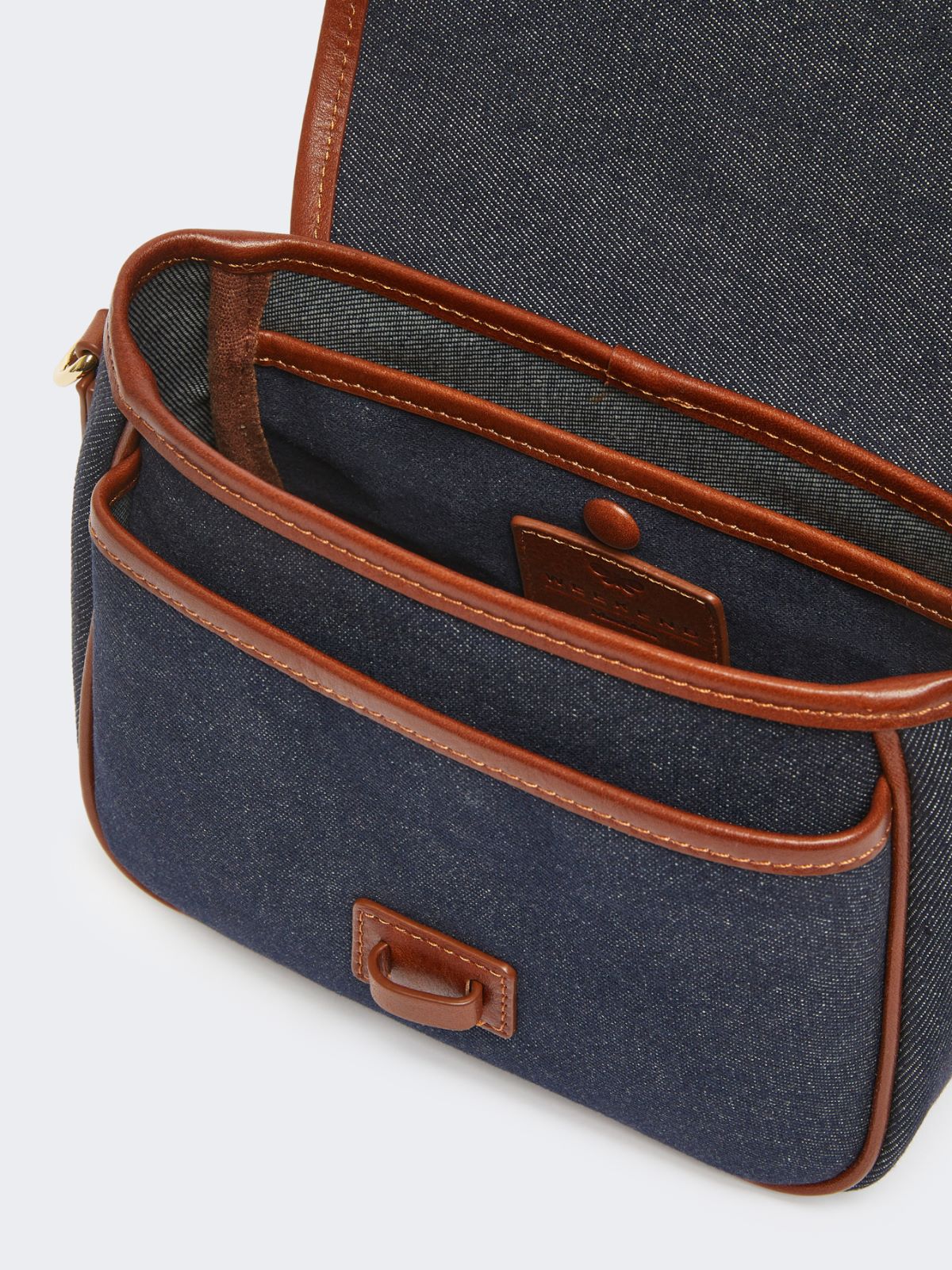 Denim and leather crossbody bag - CHINA BLUE - Weekend - 5