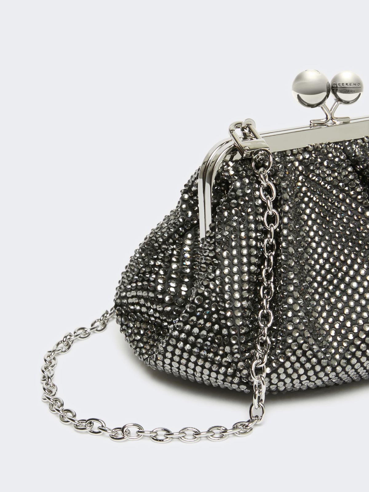 Small Pasticcino Bag in satin with rhinestones - BLACK - Weekend - 4