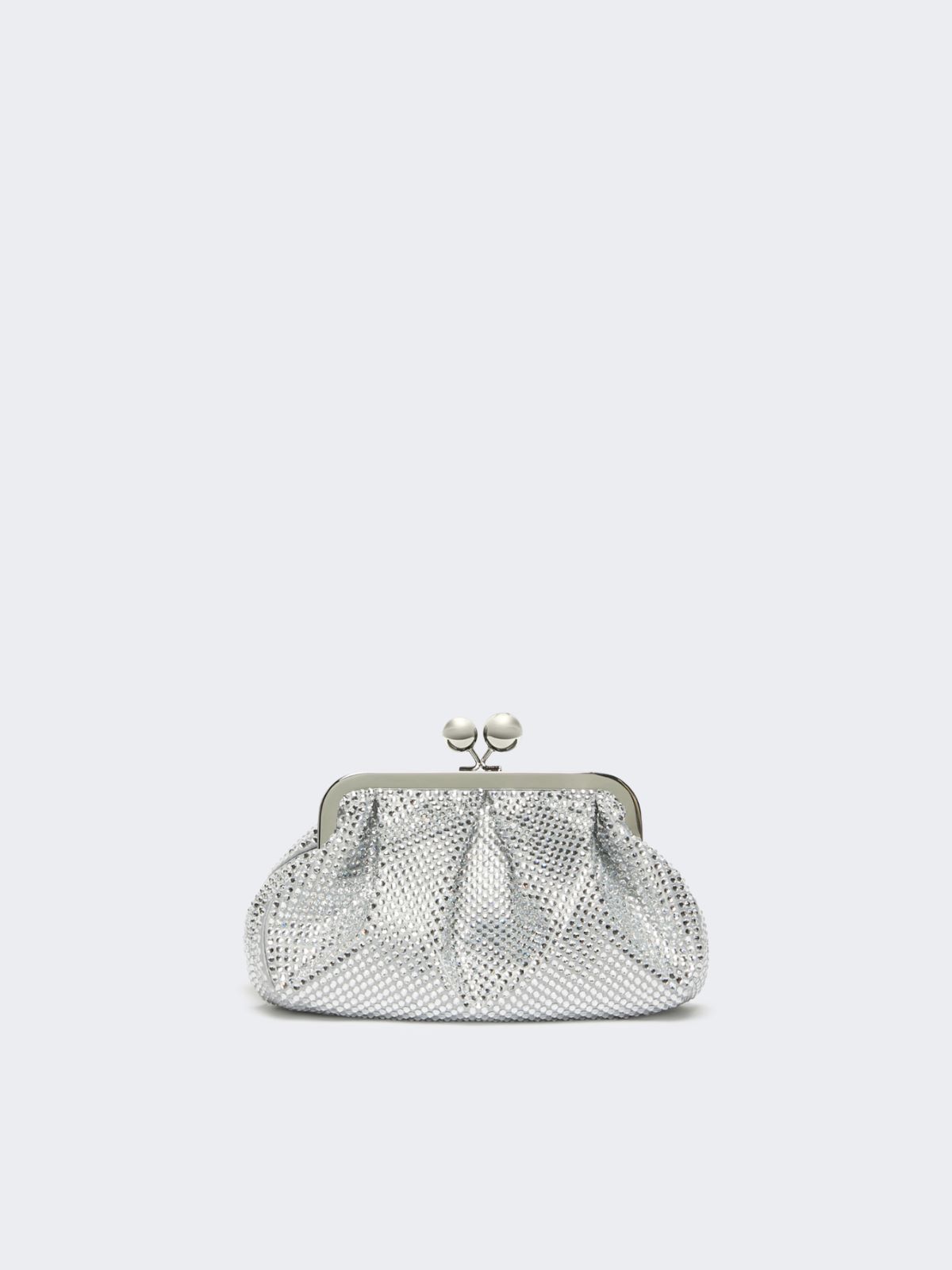 Small Pasticcino Bag in satin with rhinestones - OPTICAL WHITE - Weekend - 3