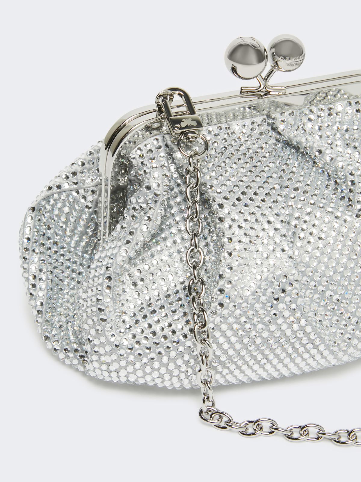 Small Pasticcino Bag in satin with rhinestones - OPTICAL WHITE - Weekend - 4