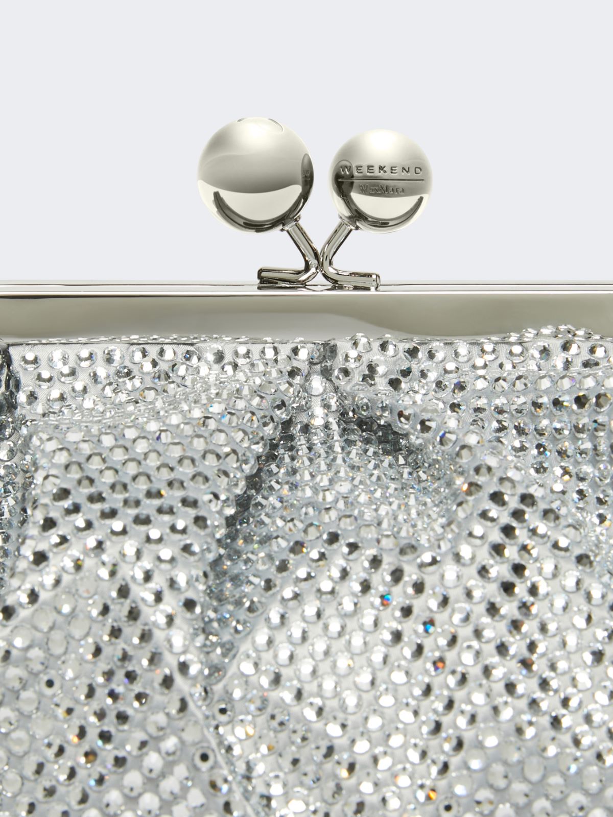 Small Pasticcino Bag in satin with rhinestones - OPTICAL WHITE - Weekend - 5