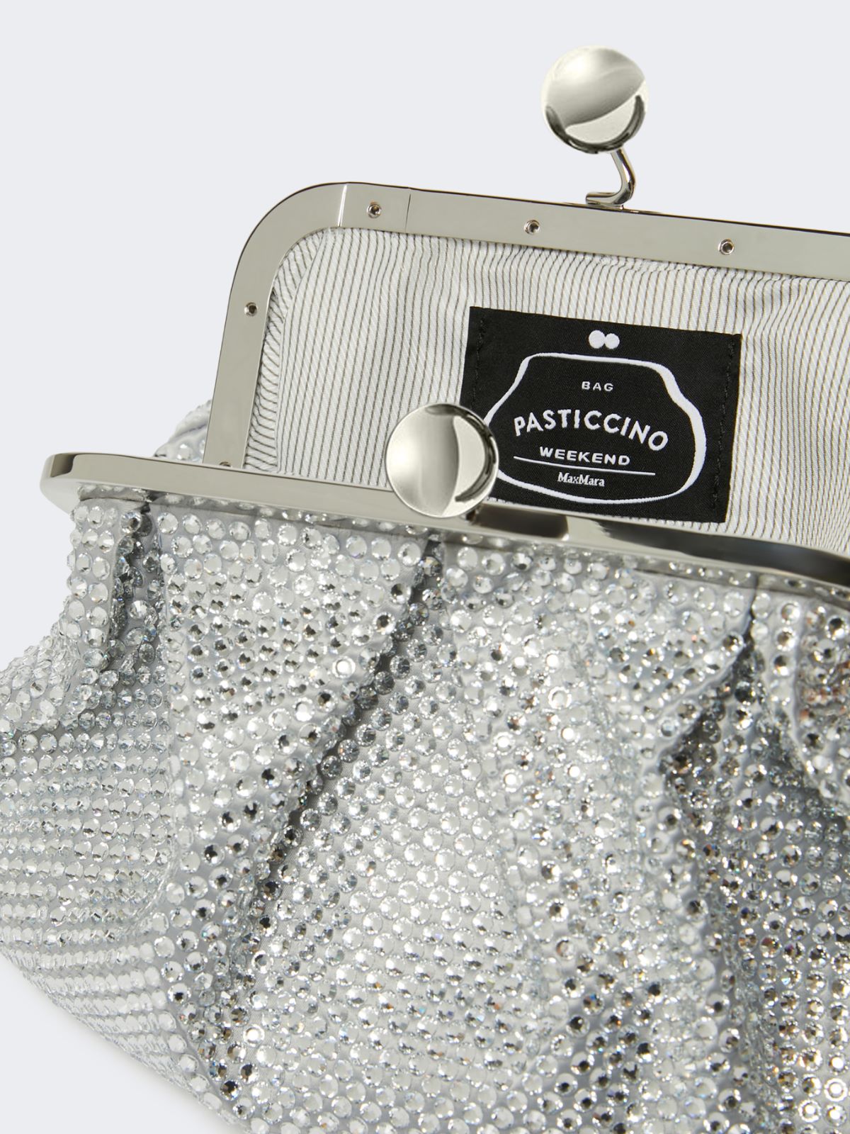 Small Pasticcino Bag in satin with rhinestones - OPTICAL WHITE - Weekend - 6